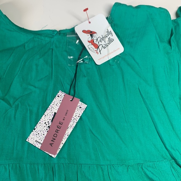 NWT Entro Emerald green Block Me Out tiered ruffle top sz Small - Picture 7 of 9